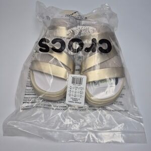 Crocs Getaway Strappy Champagne Gold Metallic Sandals Woman's Size 10 Shoes